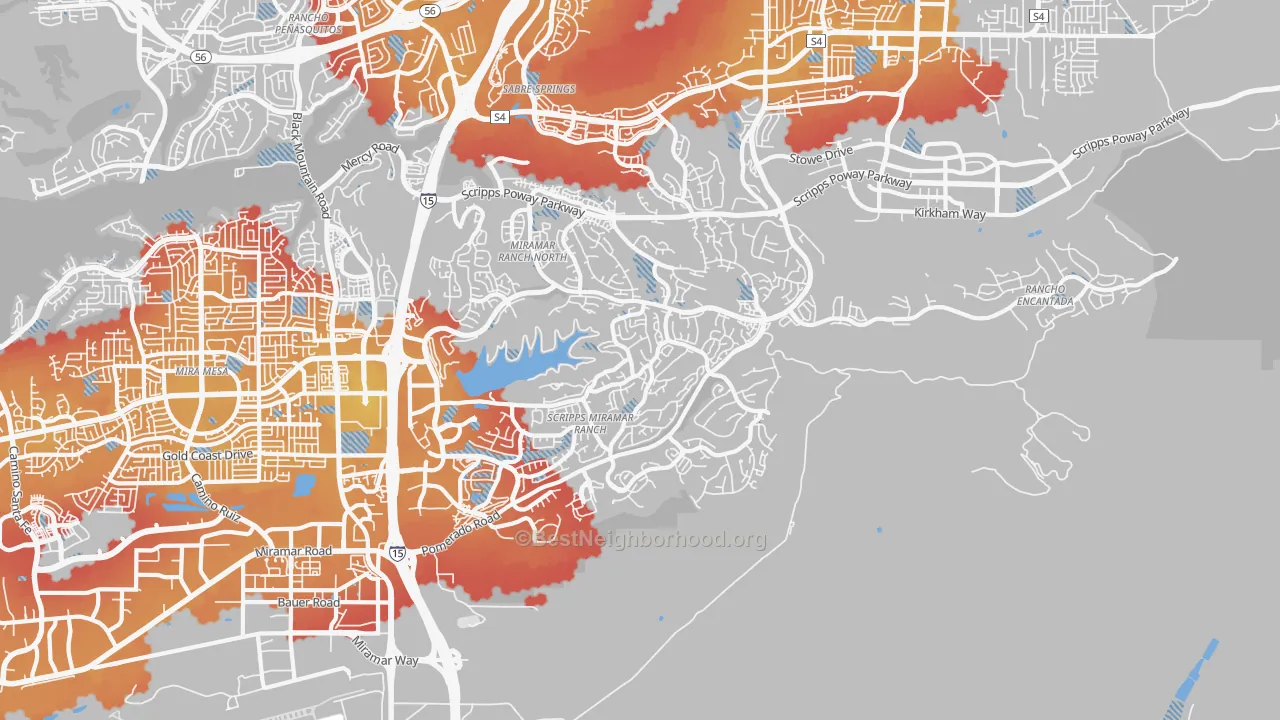 Transit Grade map of Scripps Ranch, San Diego, CA