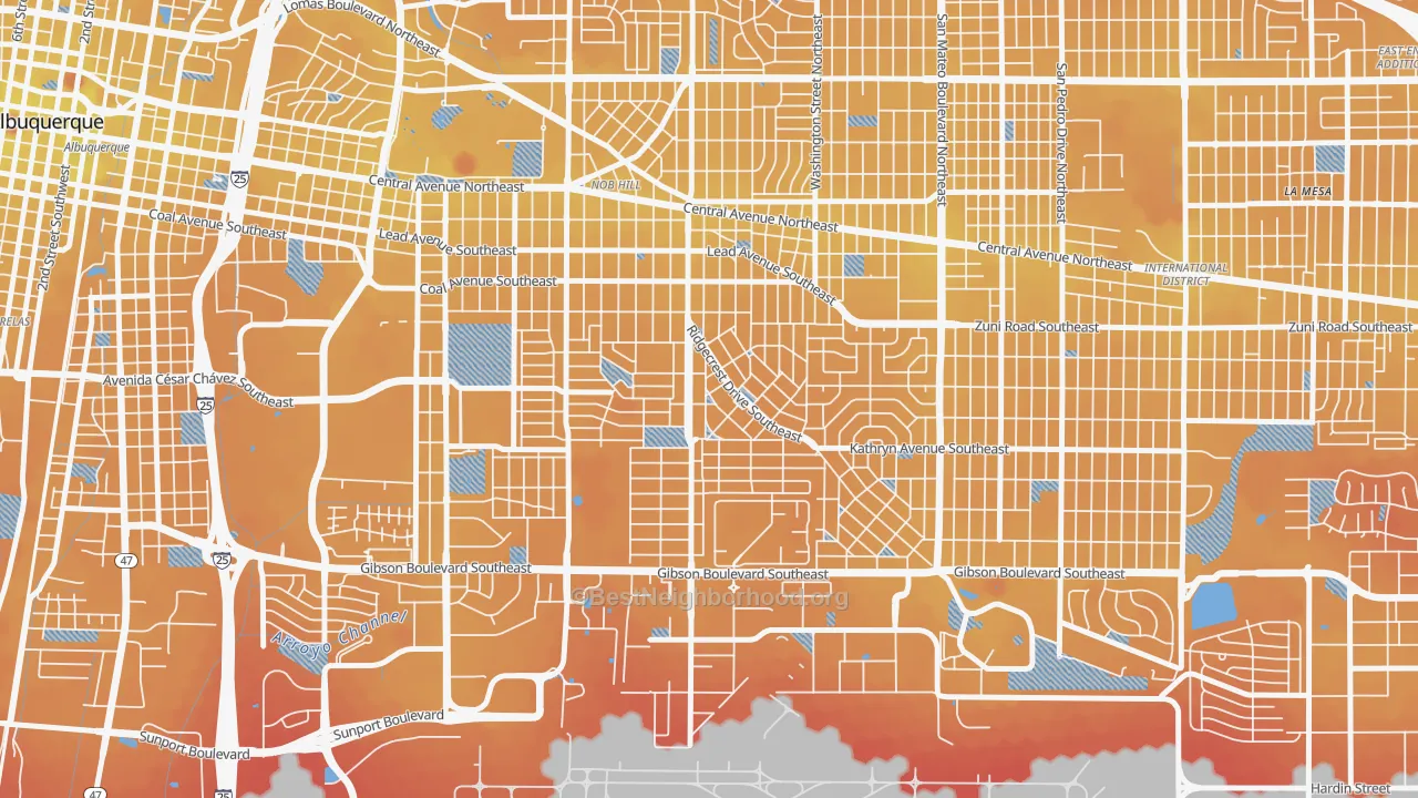 Transit Grade map of Se Heights, Albuquerque, NM