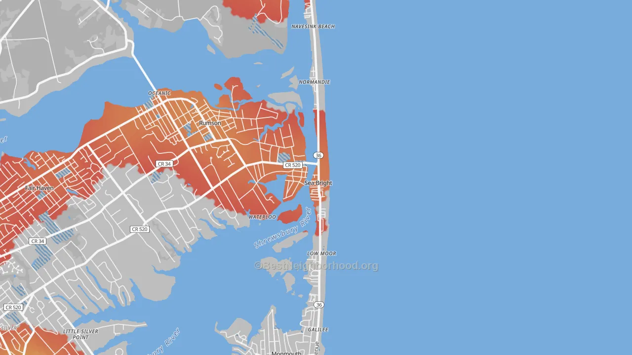 Transit Grade map of Sea Bright, NJ