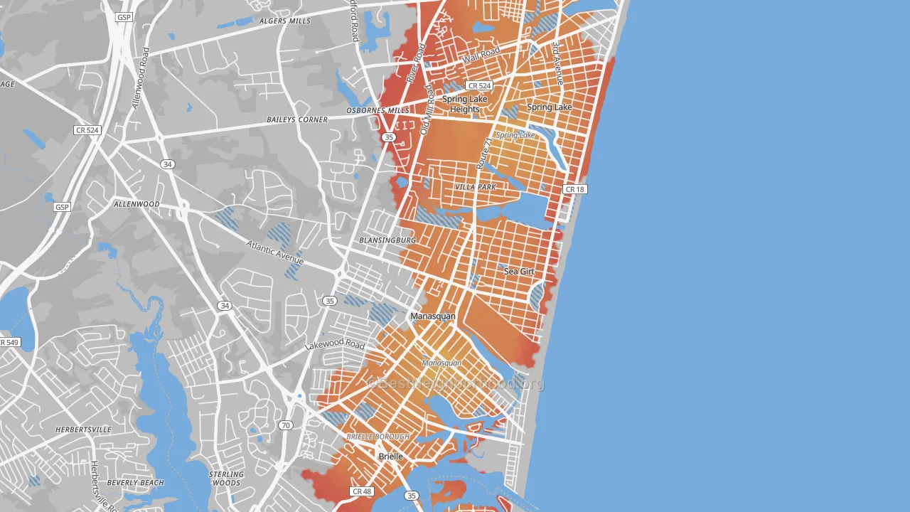Transit Grade map of Sea Girt, NJ