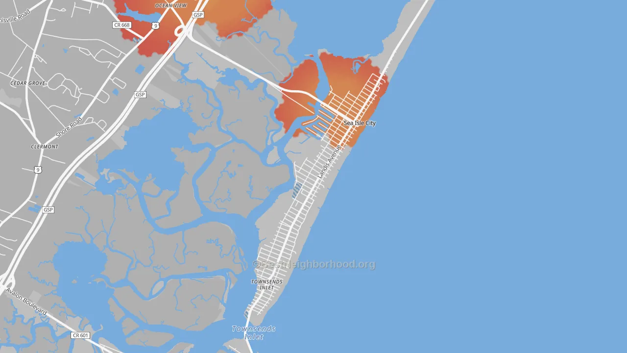 Transit Grade map of Sea Isle City, NJ
