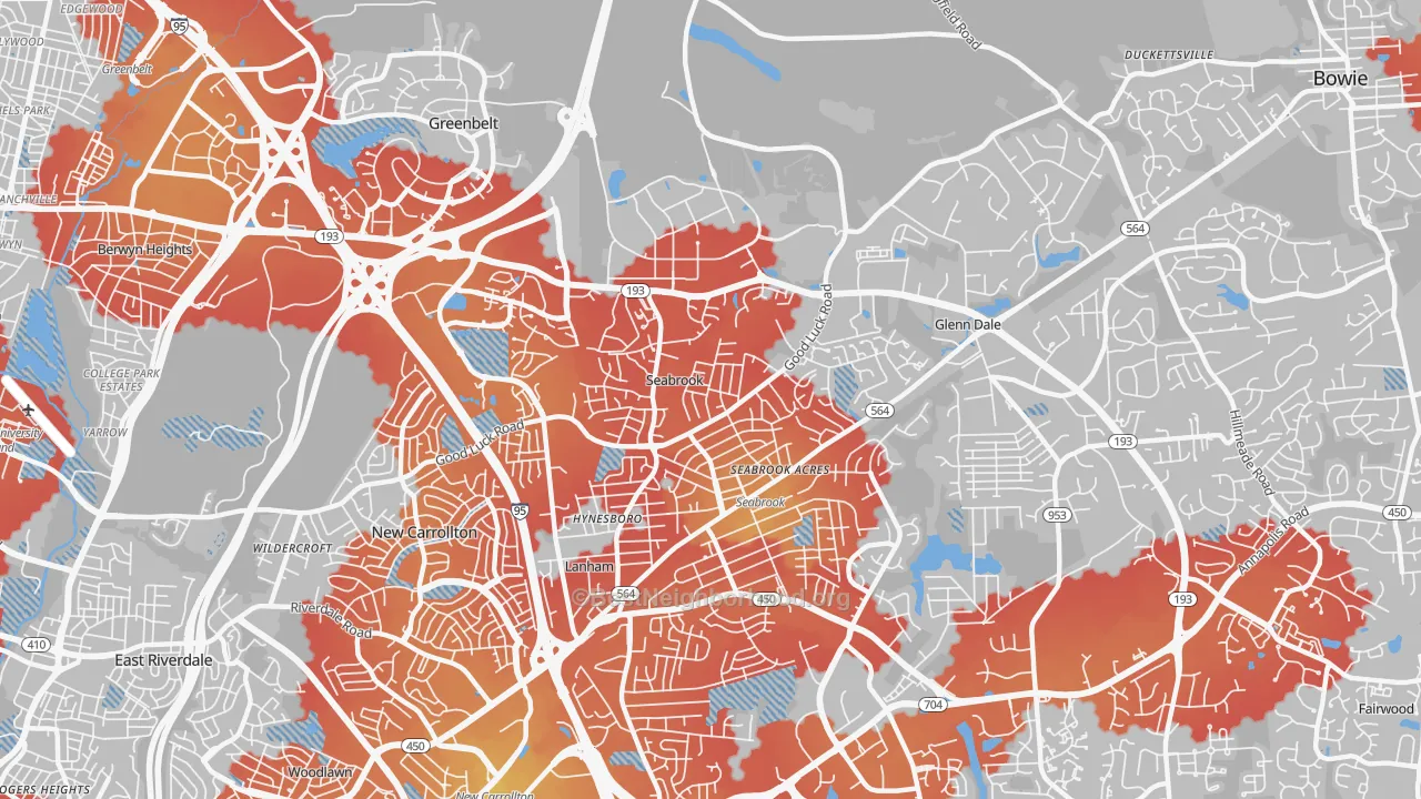 Transit Grade map of Seabrook, MD