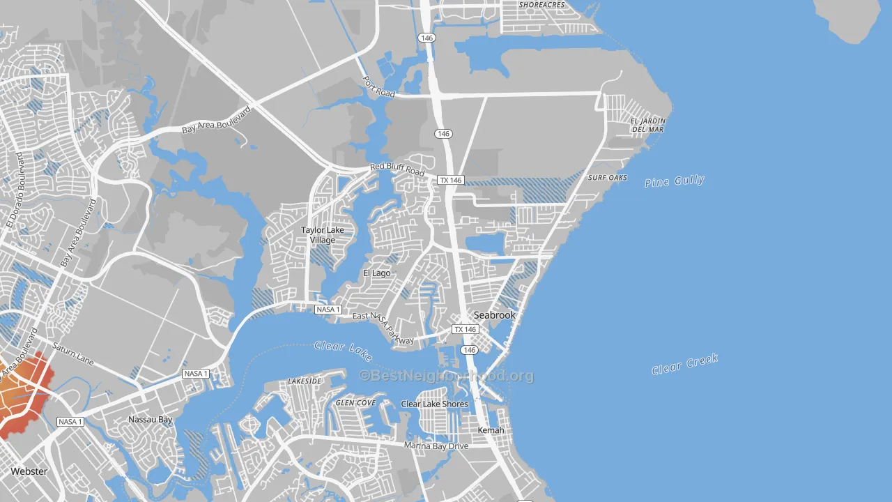 Transit Grade map of Seabrook, TX