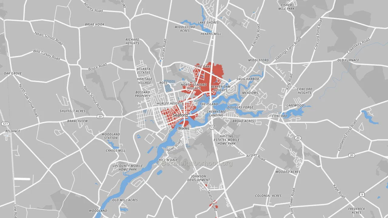 Transit Grade map of Seaford, DE