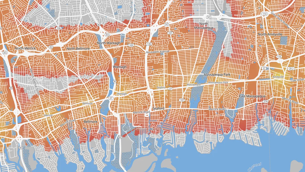 Transit Grade map of Seaford, NY