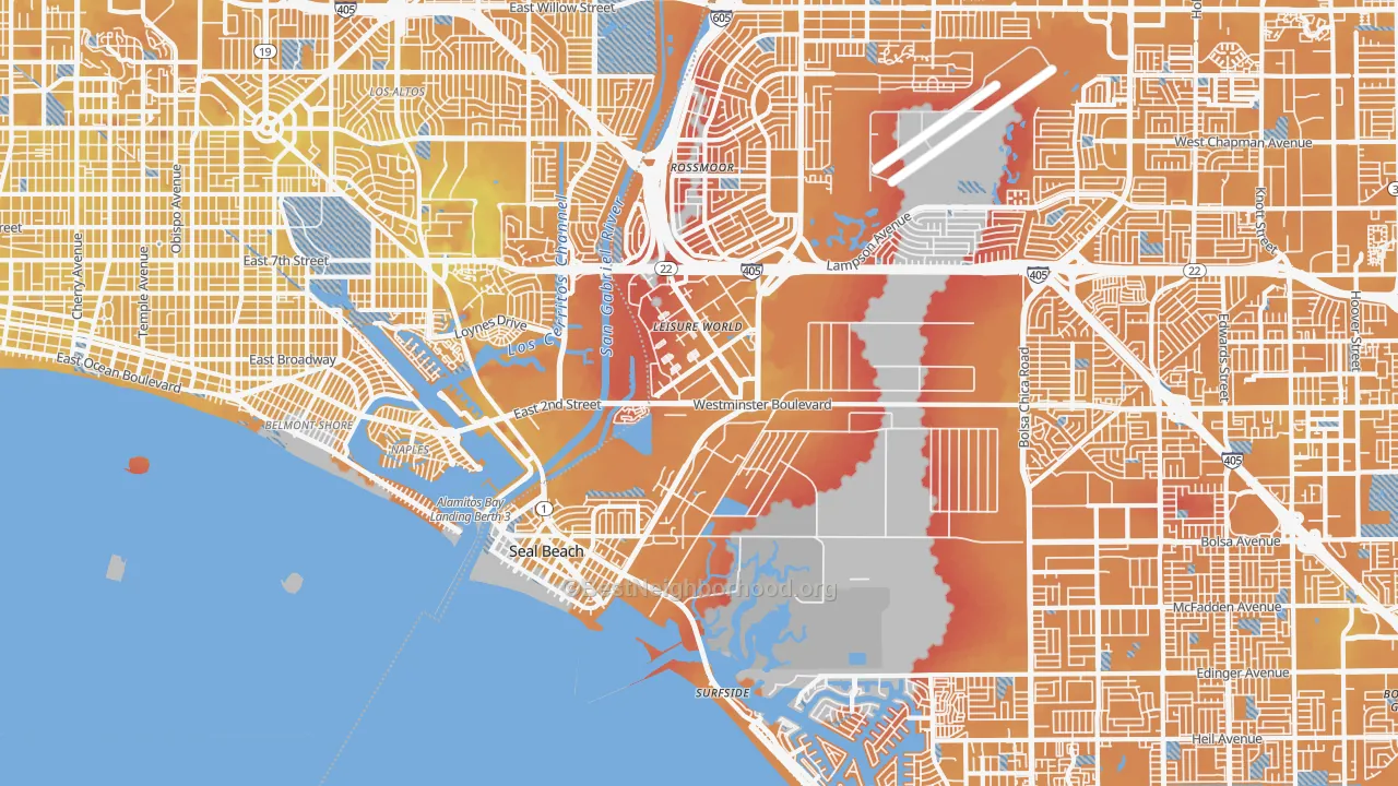 Transit Grade map of Seal Beach, CA