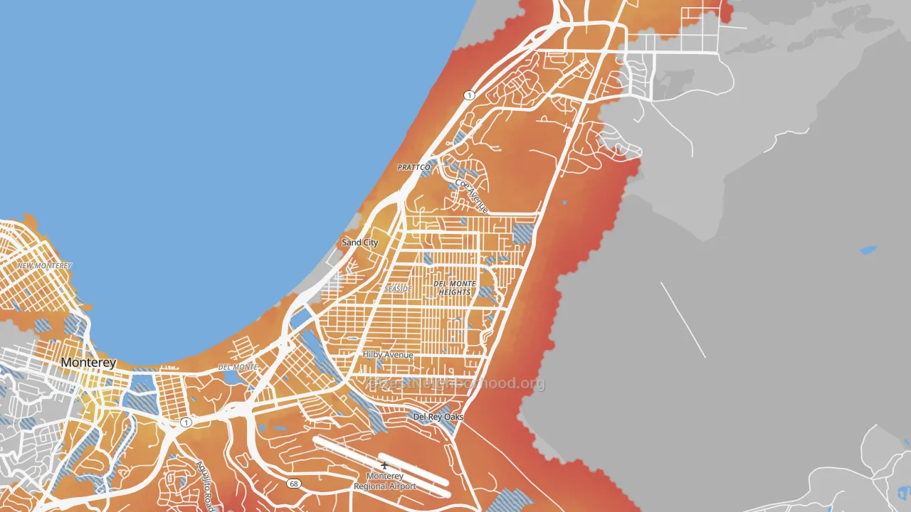 Transit Grade map of Seaside, CA