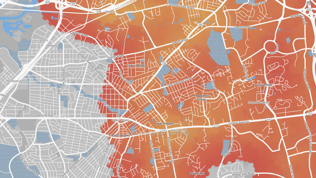 Transit Grade map of Seat Pleasant, MD