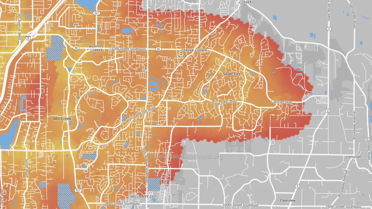 Transit Grade map of Seattle Hill-Silver Firs, Silver Firs, WA