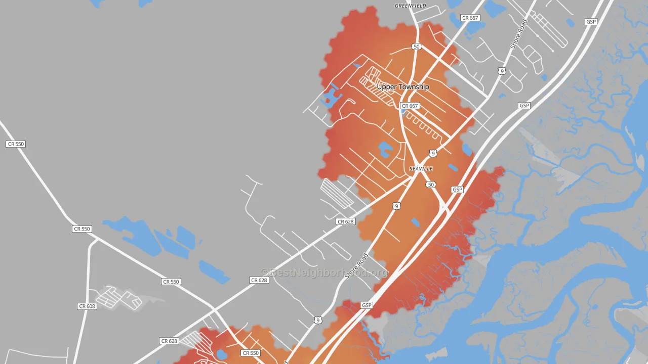 Transit Grade map of Seaville, NJ