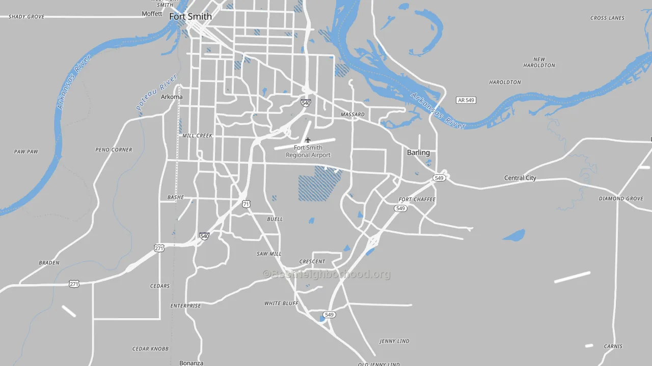 Transit Grade map of Sebastian County, AR