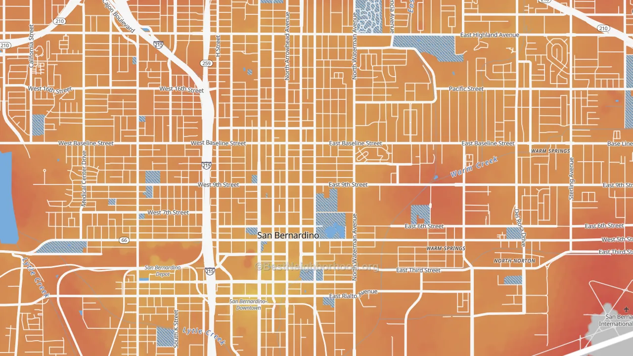 Transit Grade map of Seccombe Lane, San Bernardino, CA