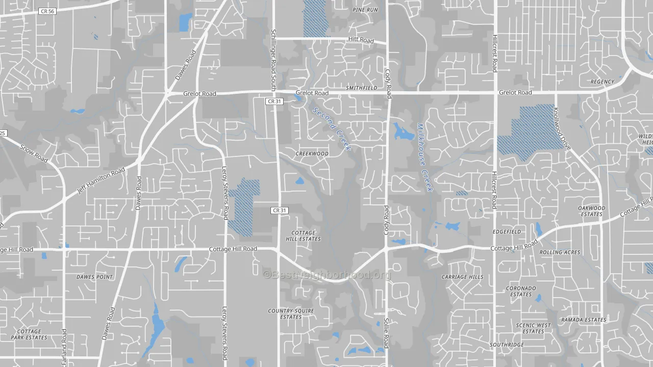 Transit Grade map of Second Creek, Mobile, AL