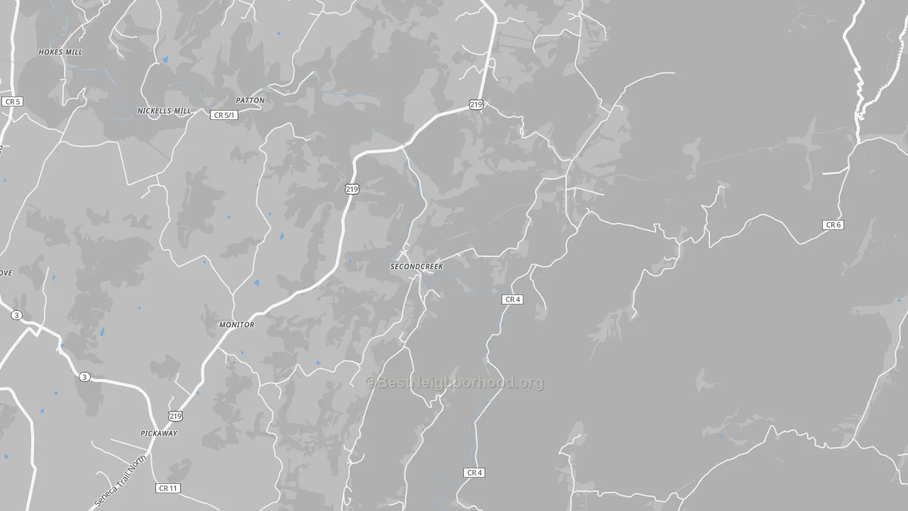 Transit Grade map of Secondcreek, WV