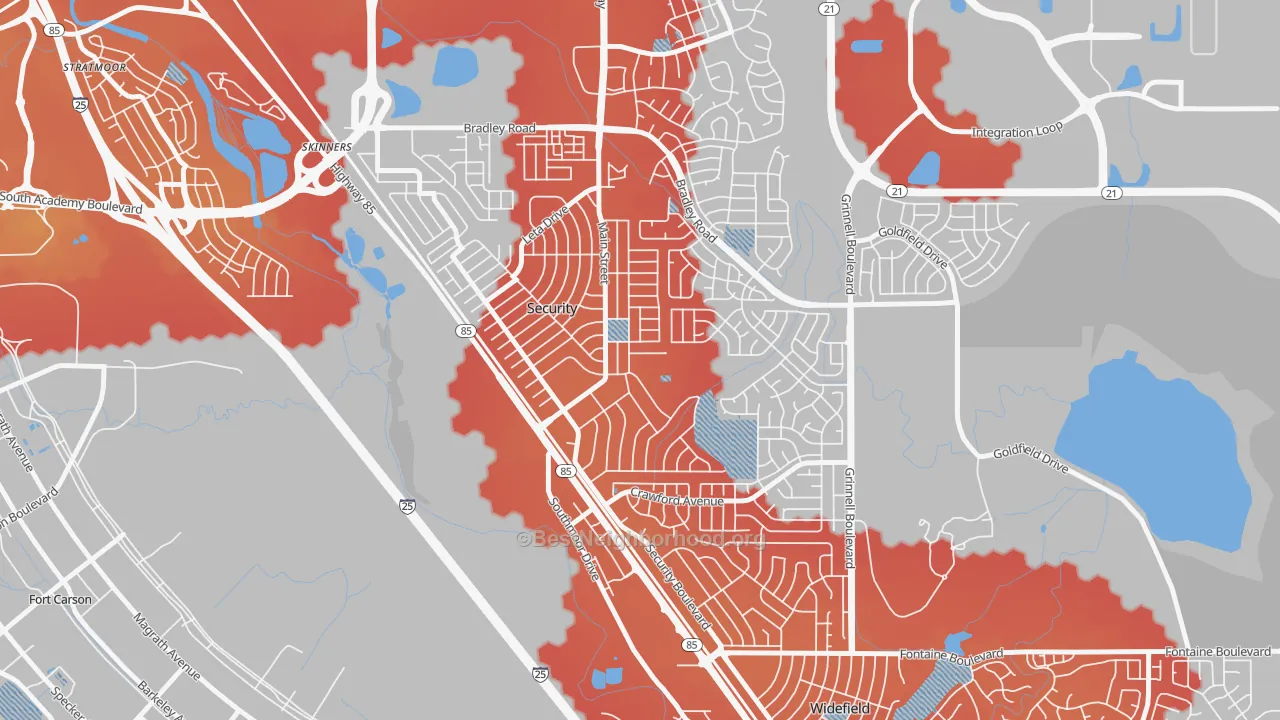 Transit Grade map of Security, Security-Widefield, CO