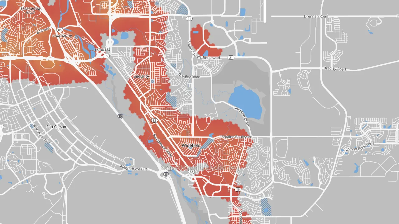 Transit Grade map of Security-Widefield, CO