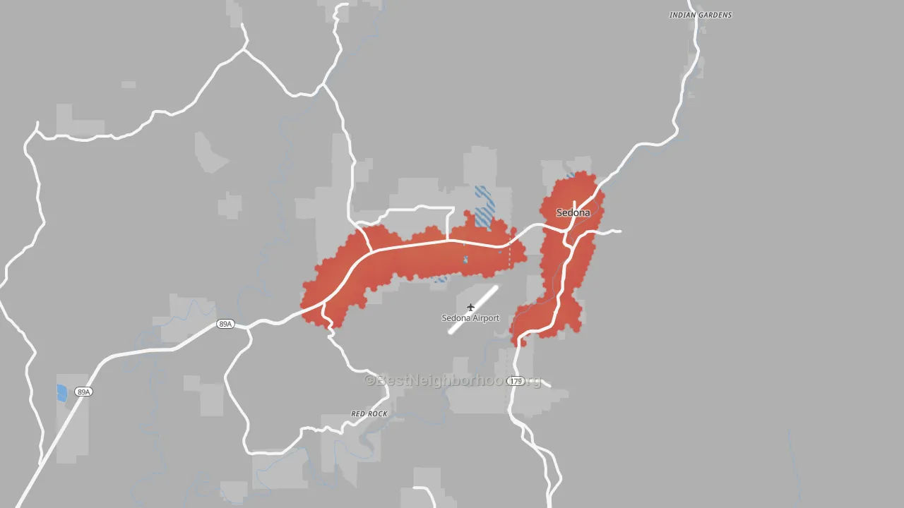 Transit Grade map of Sedona, AZ