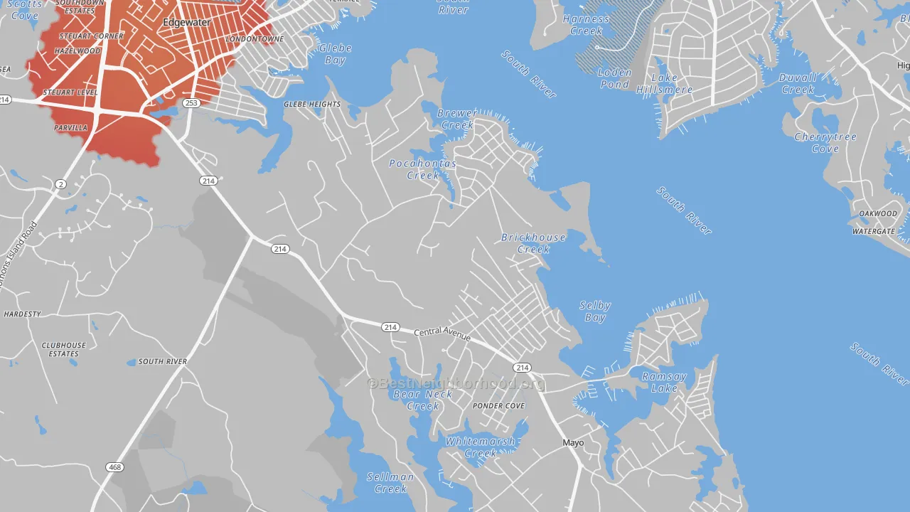 Transit Grade map of Selby-on-the-Bay, Mayo, MD