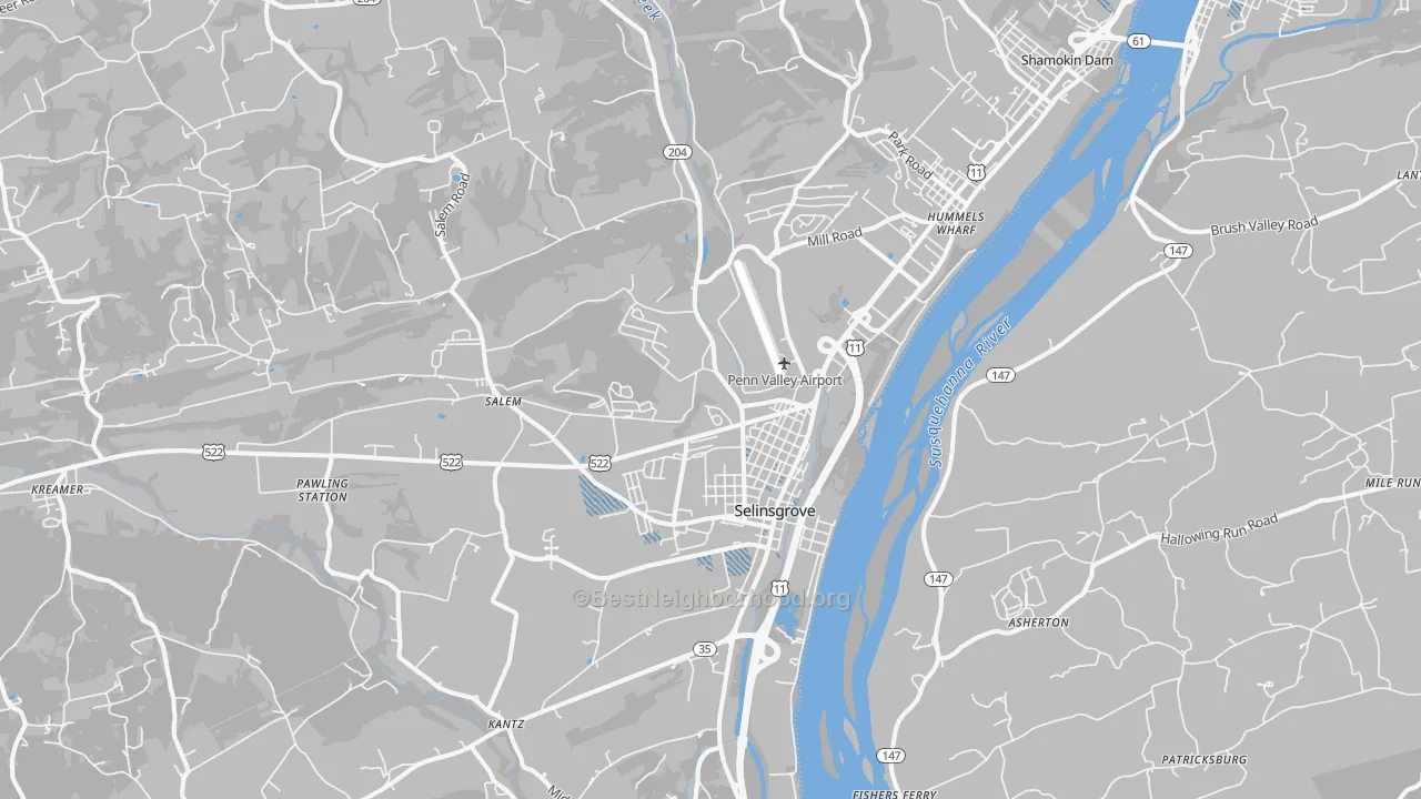 Transit Grade map of Selinsgrove, PA