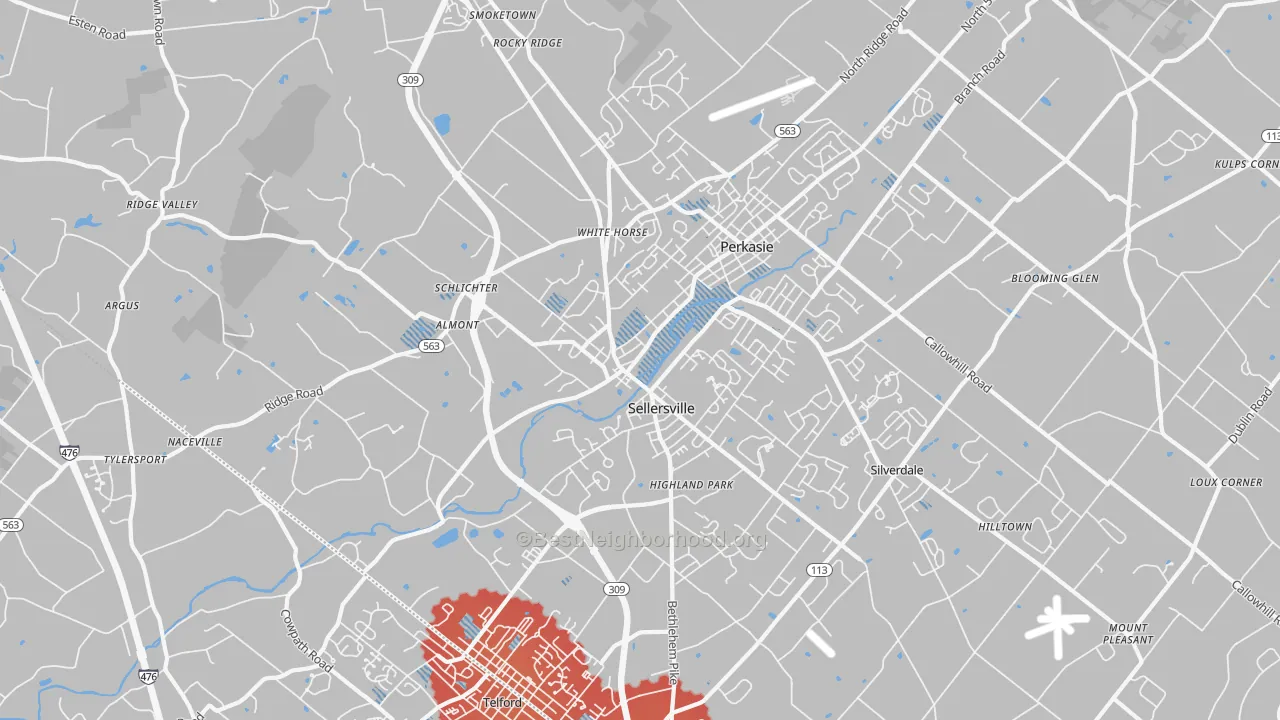 Transit Grade map of Sellersville, PA