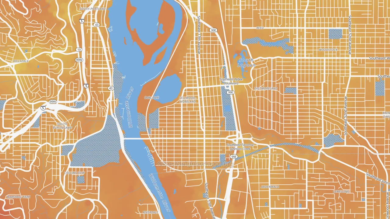 Transit Grade map of Sellwood-Moreland, Portland, OR