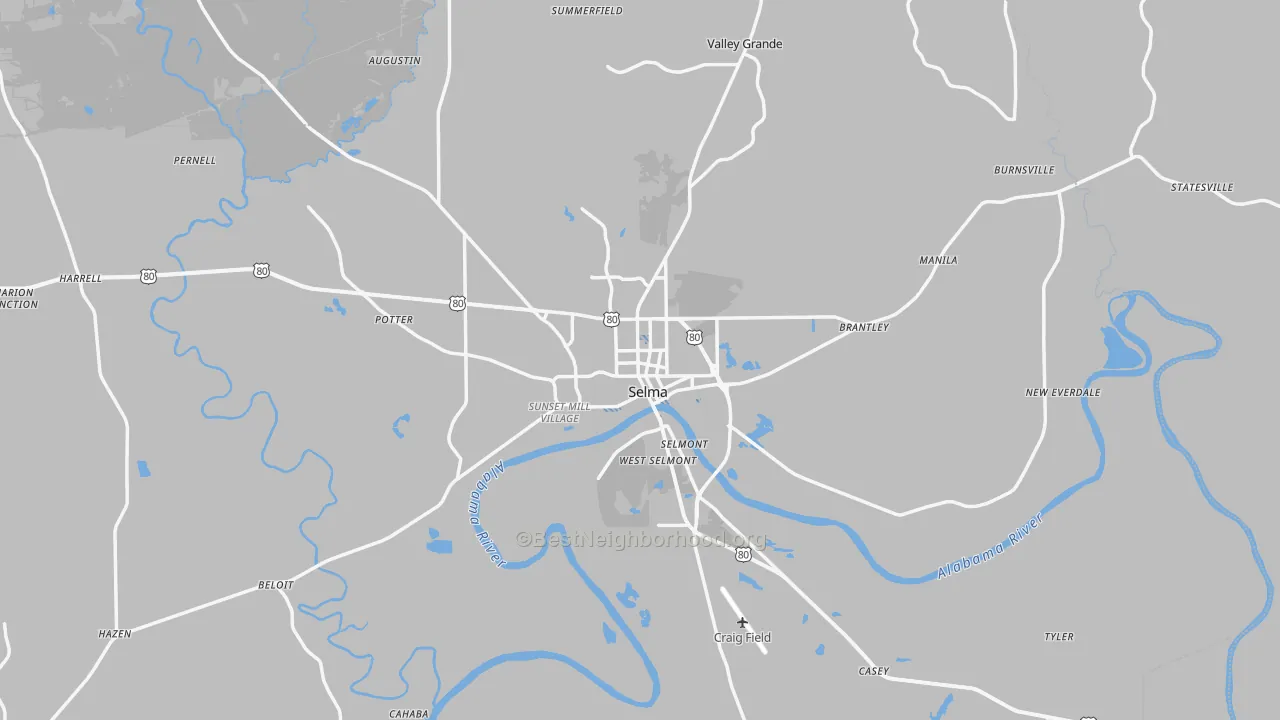 Transit Grade map of Selma, AL