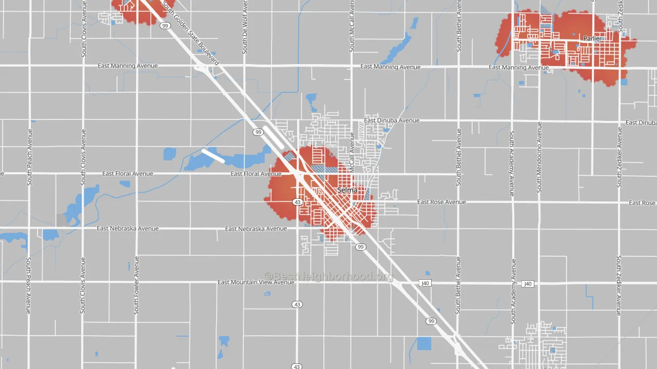 Transit Grade map of Selma, CA