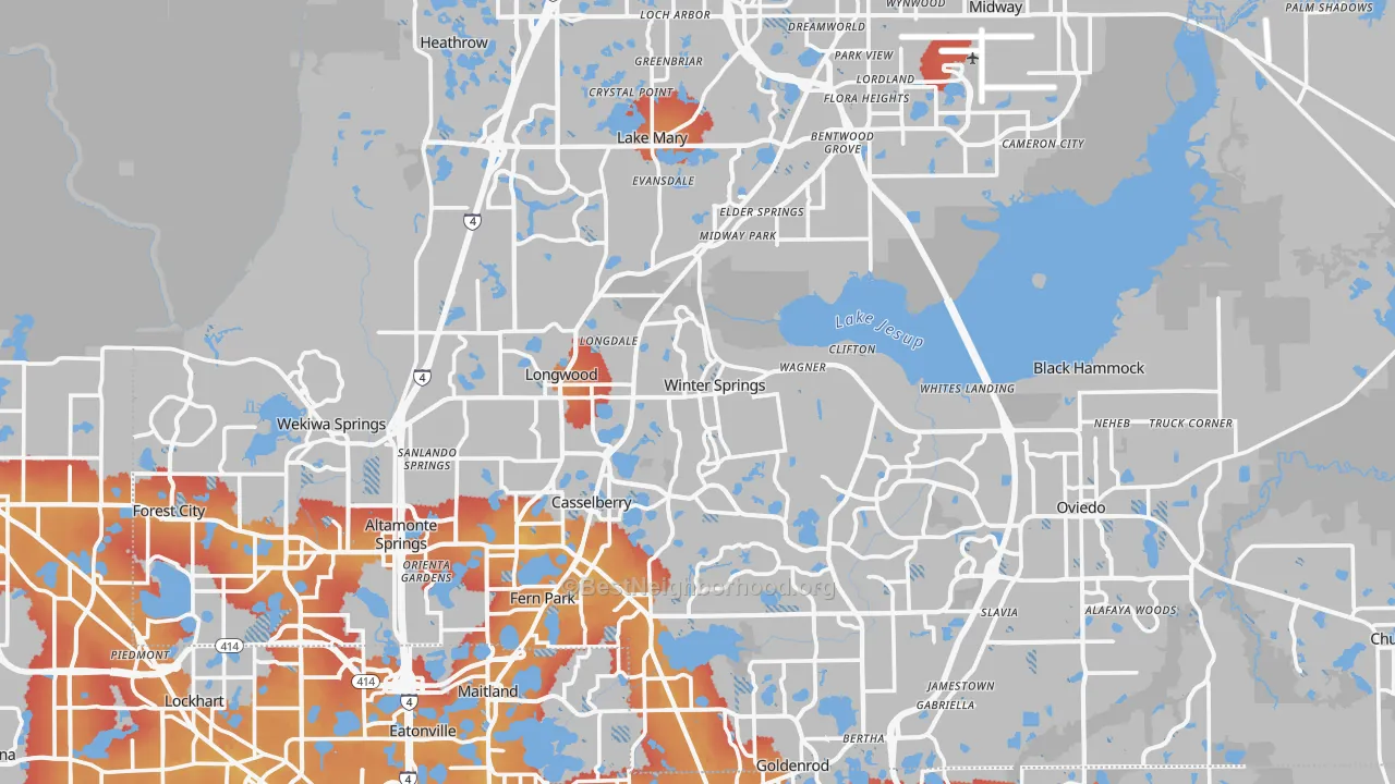 Transit Grade map of Seminole County, FL
