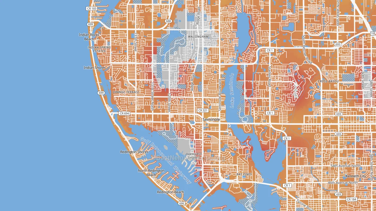 Transit Grade map of Seminole, FL