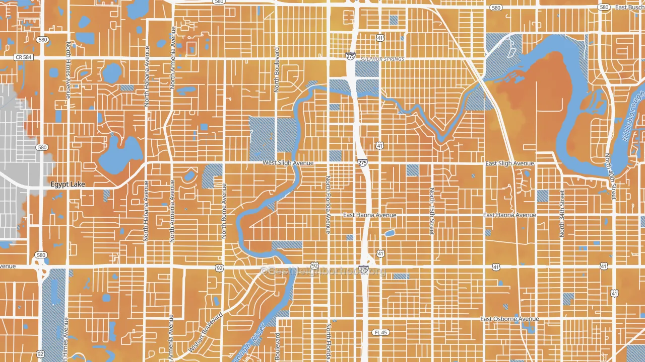 Transit Grade map of Seminole Heights, Tampa, FL