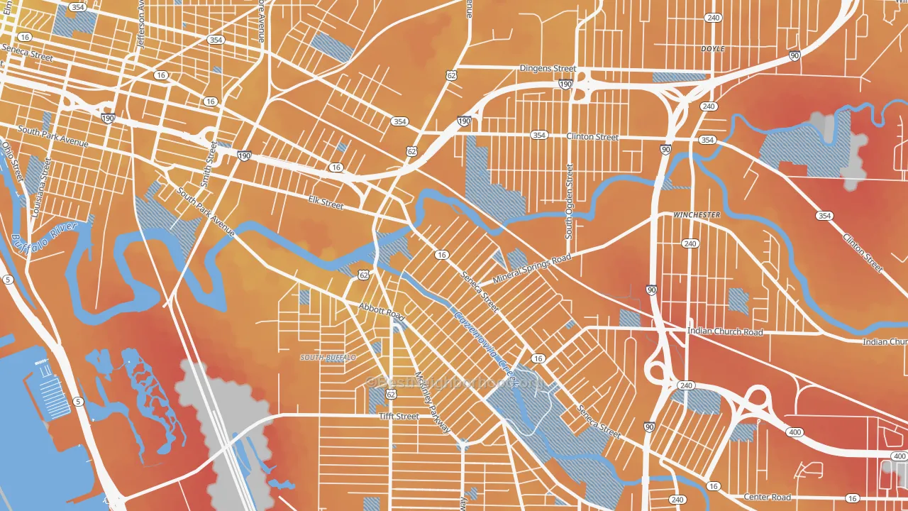 Transit Grade map of Seneca, Buffalo, NY