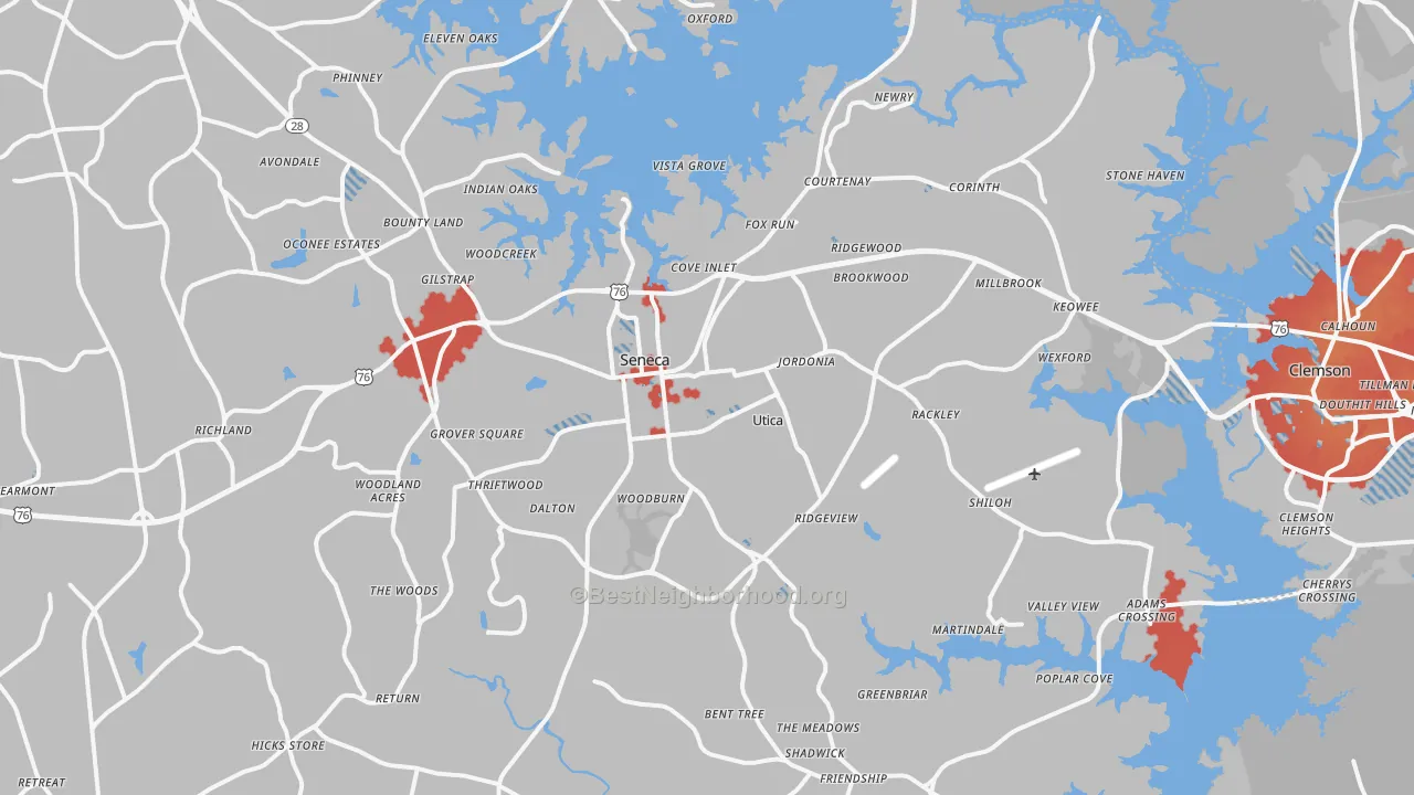 Transit Grade map of Seneca, SC