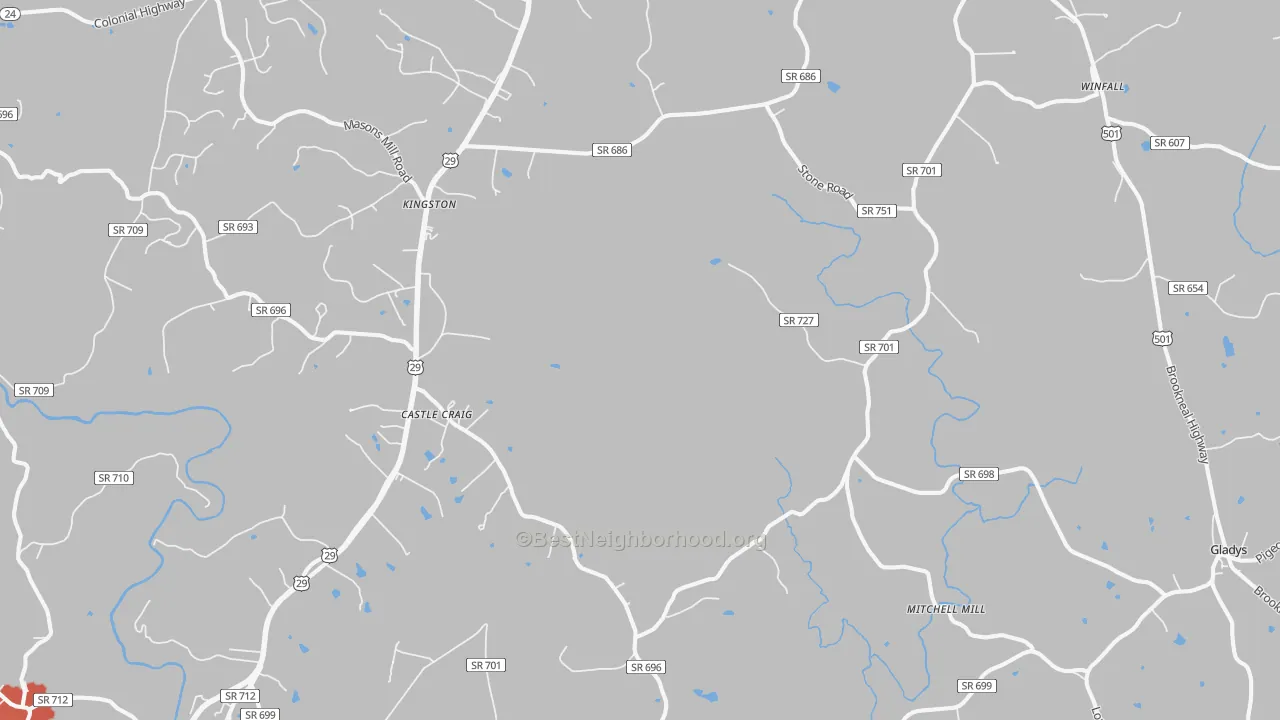 Transit Grade map of Seneca, VA