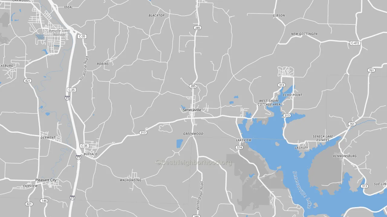 Transit Grade map of Senecaville, OH