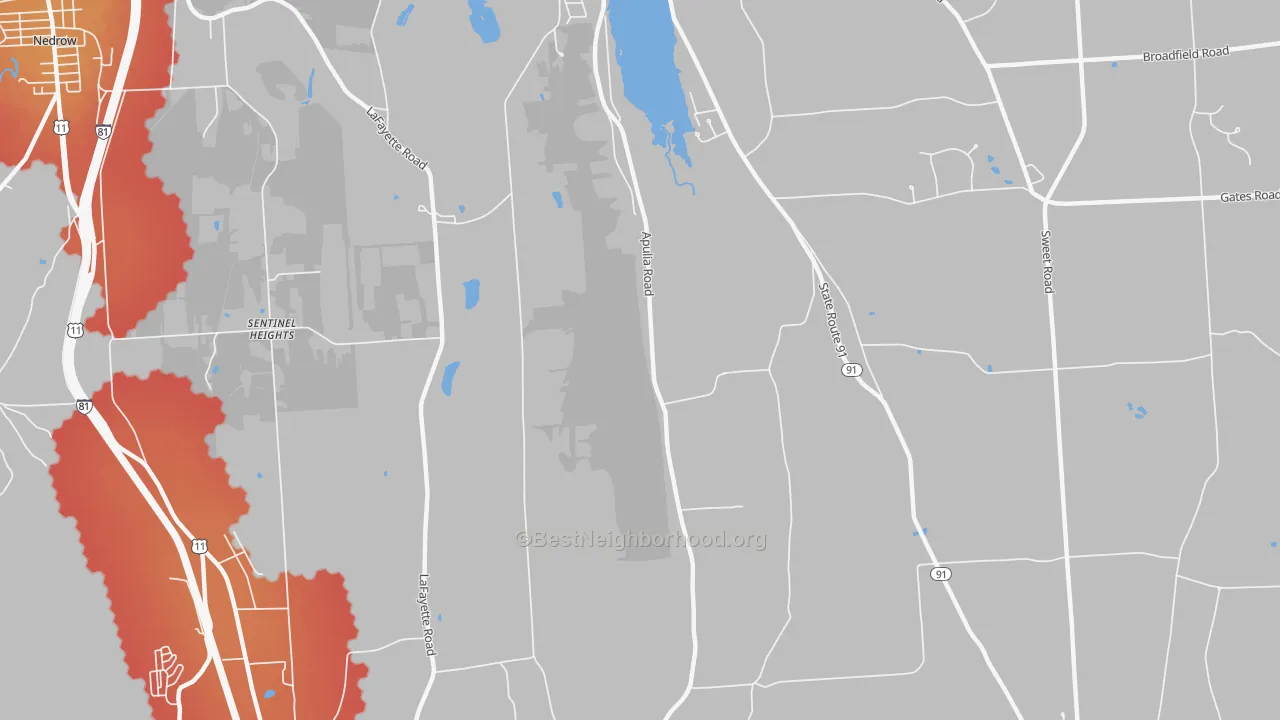 Transit Grade map of Sentinel Heights, NY