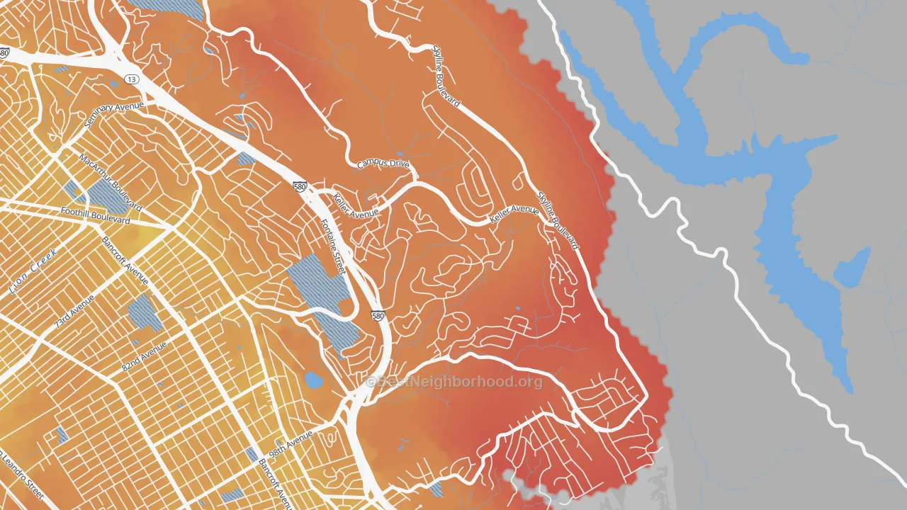 Transit Grade map of Sequoyah, Oakland, CA