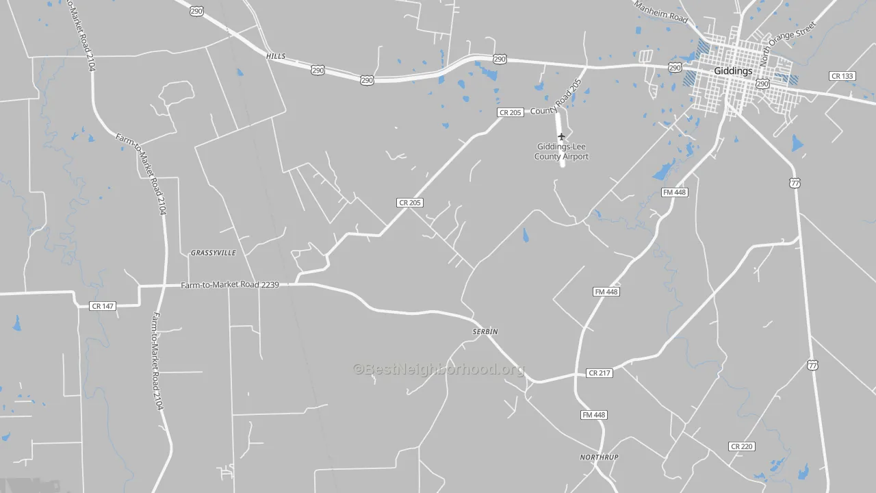 Transit Grade map of Serbin, TX