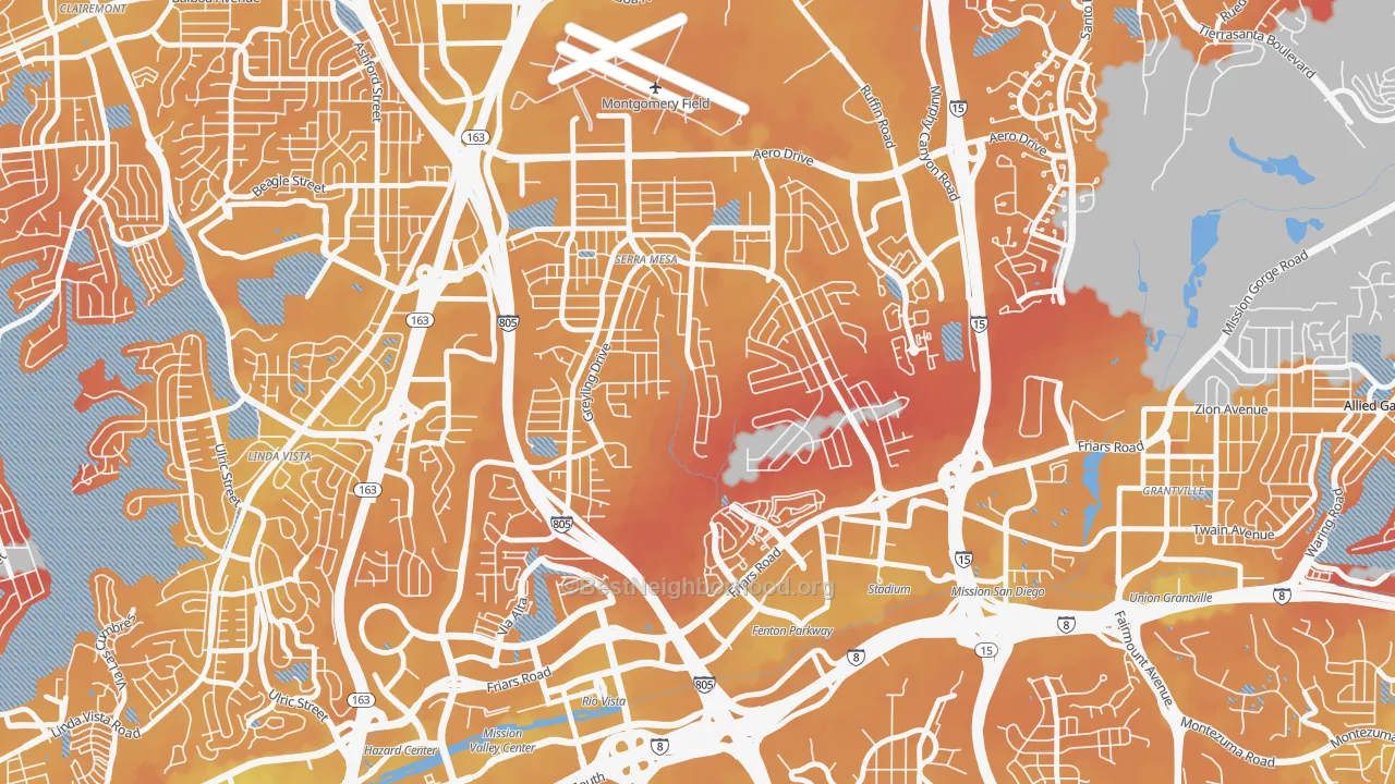Transit Grade map of Serra Mesa, San Diego, CA
