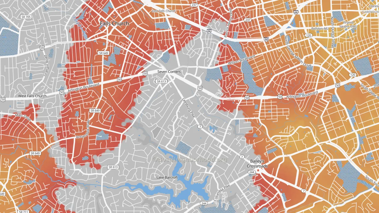 Transit Grade map of Seven Corners, VA