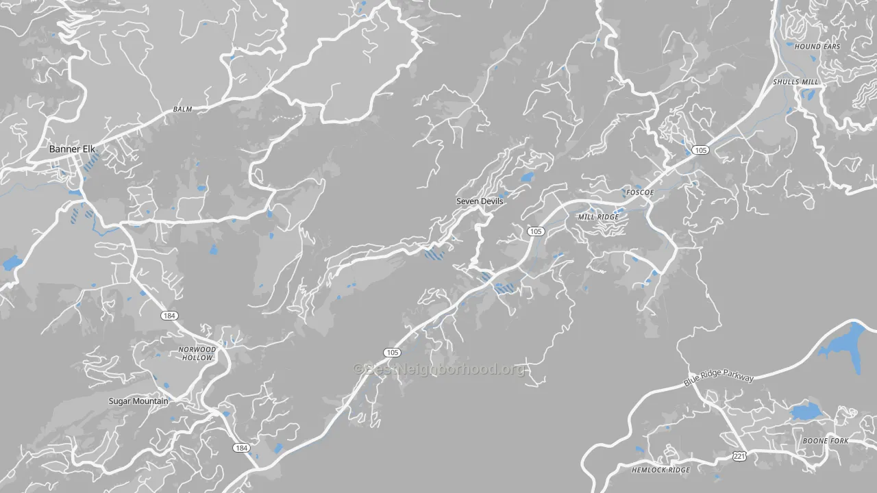Transit Grade map of Seven Devils, NC
