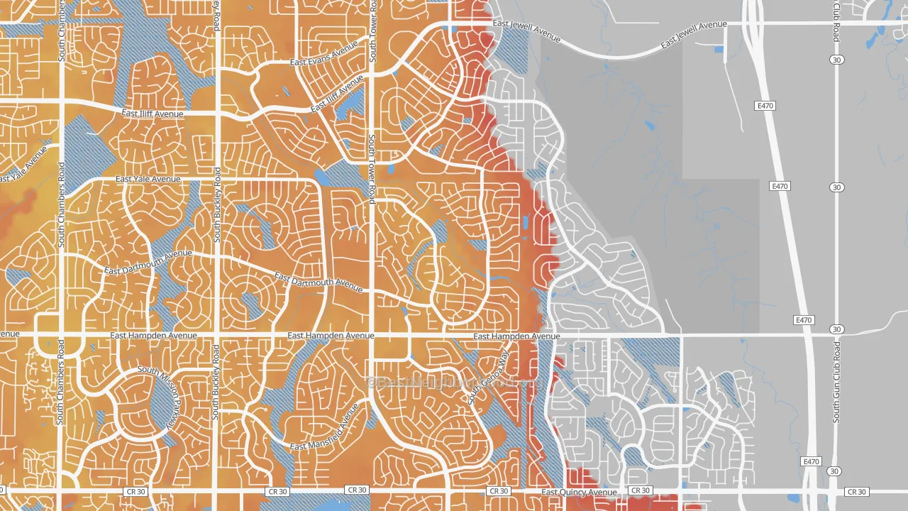 Transit Grade map of Seven Hills, Aurora, CO