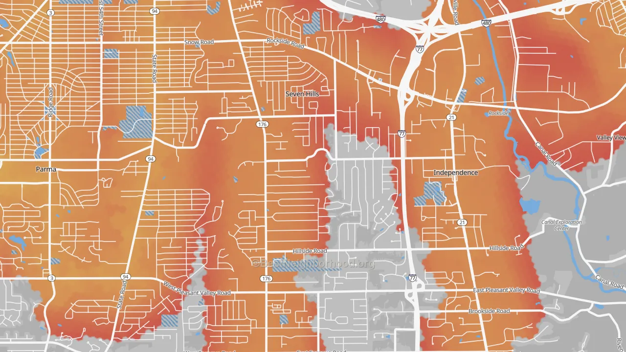 Transit Grade map of Seven Hills, OH