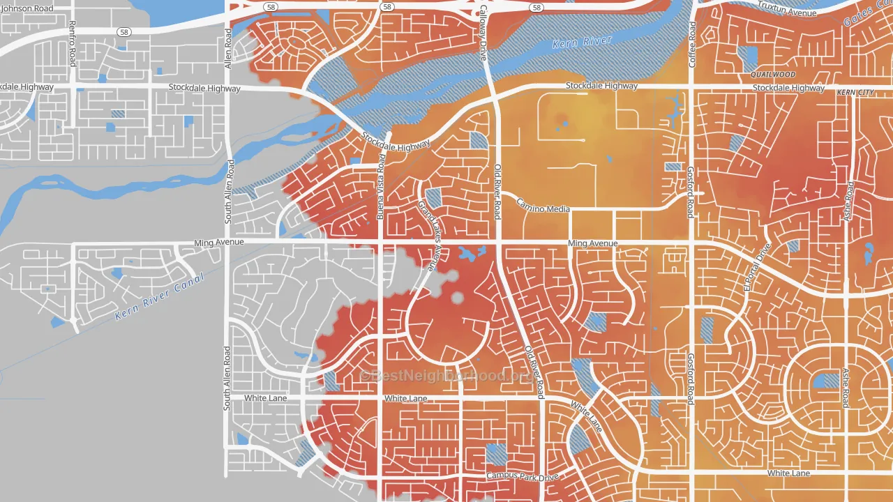 Transit Grade map of Seven Oaks, Bakersfield, CA