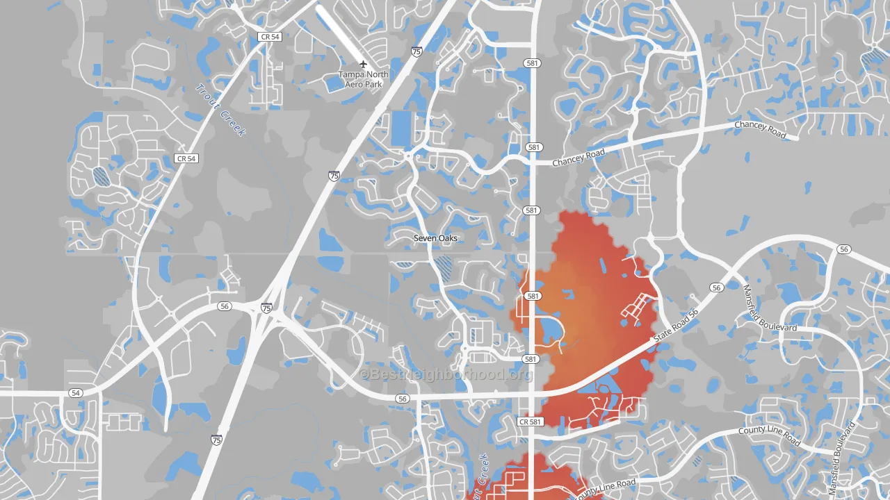 Transit Grade map of Seven Oaks, Wesley Chapel, FL