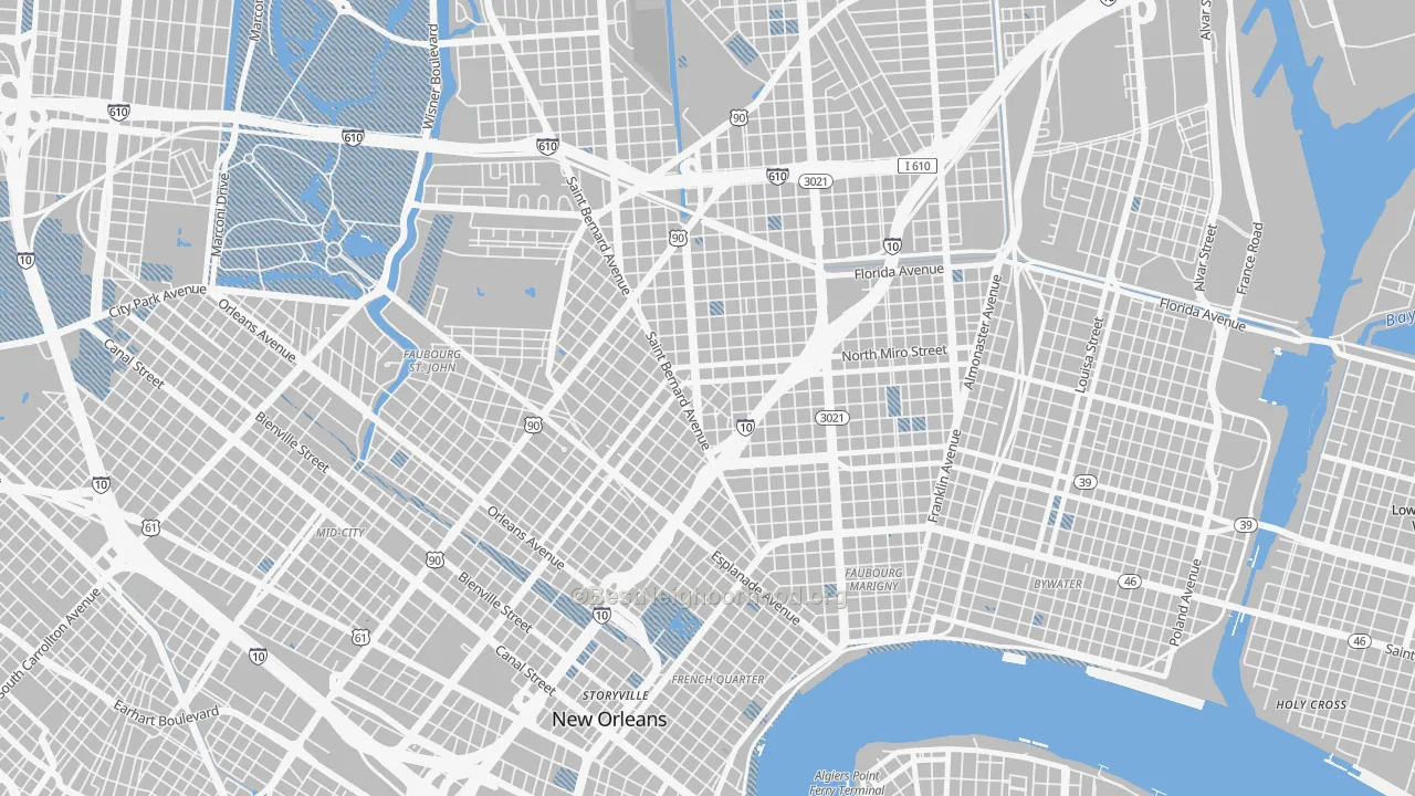 Transit Grade map of Seventh Ward, New Orleans, LA