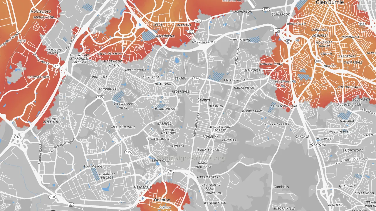 Transit Grade map of Severn, MD