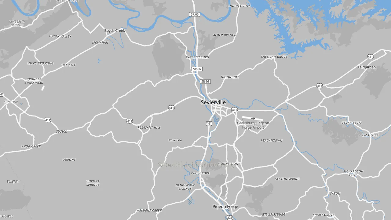 Transit Grade map of Sevier County, TN