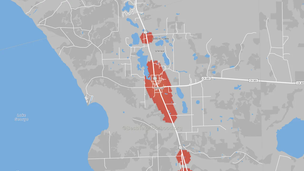 Transit Grade map of Seville, FL