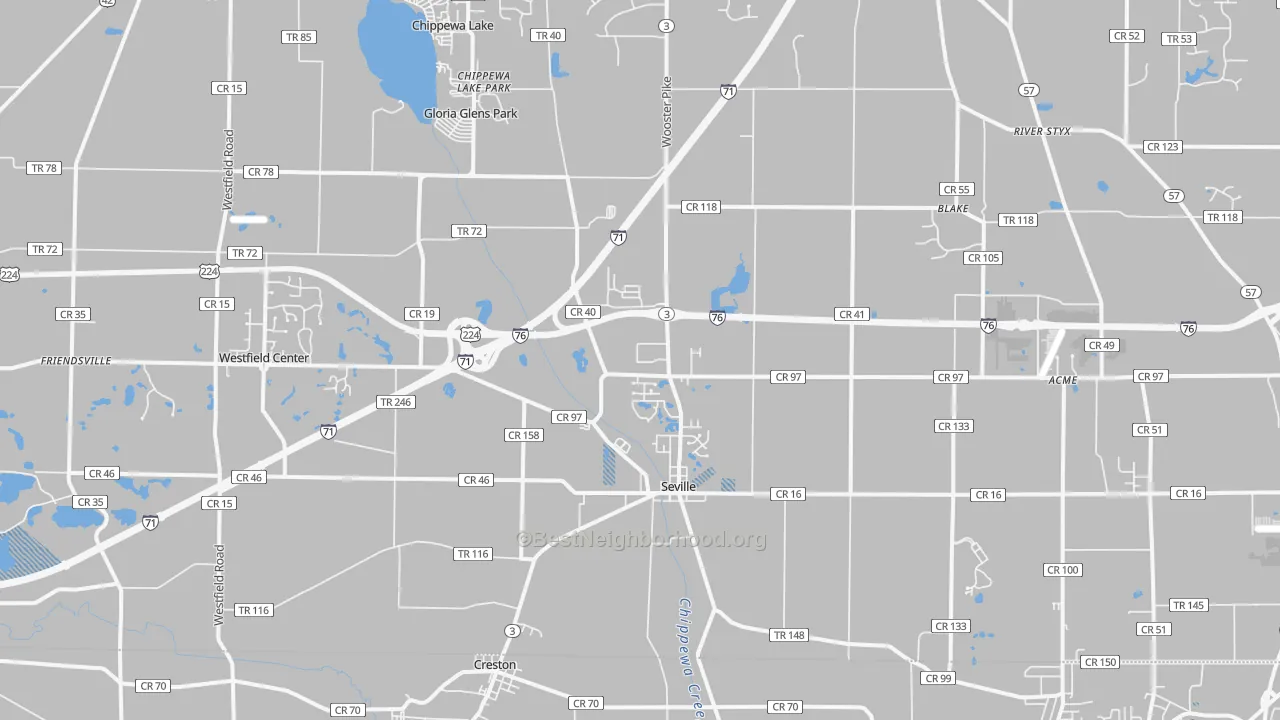 Transit Grade map of Seville, OH