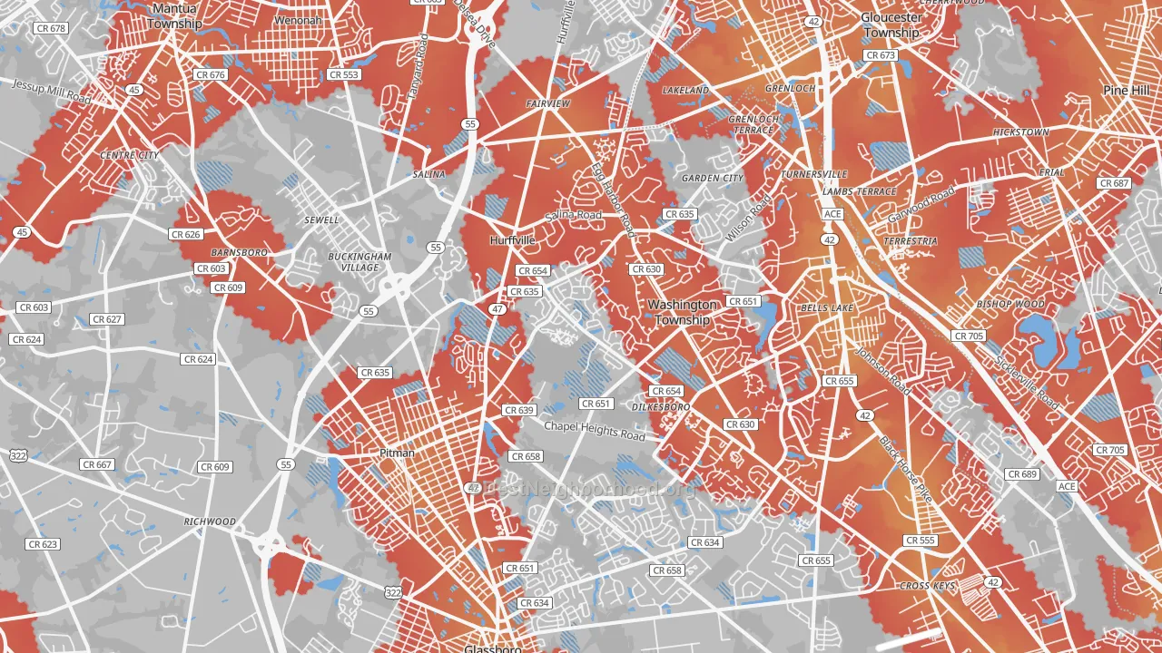 Transit Grade map of Sewell, NJ